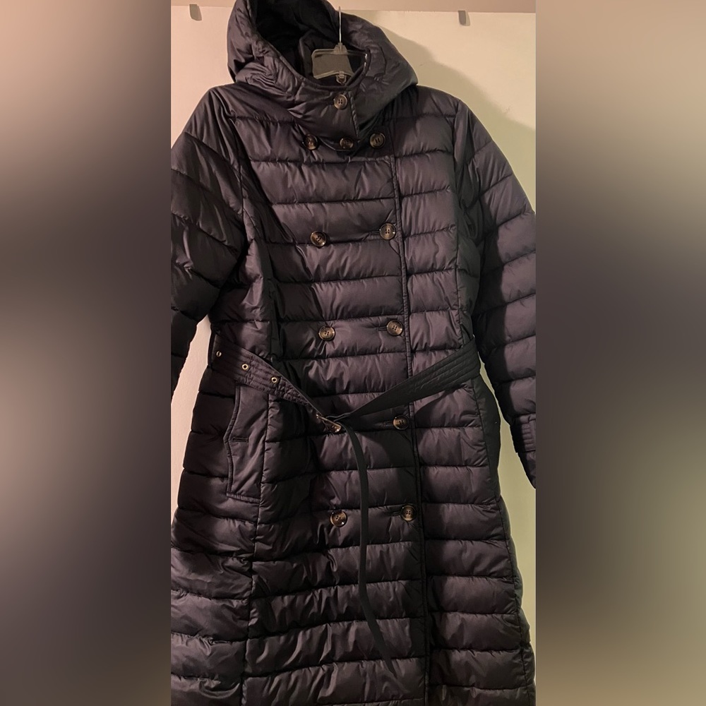 Barbour Black Hooded Tie Waist Coat